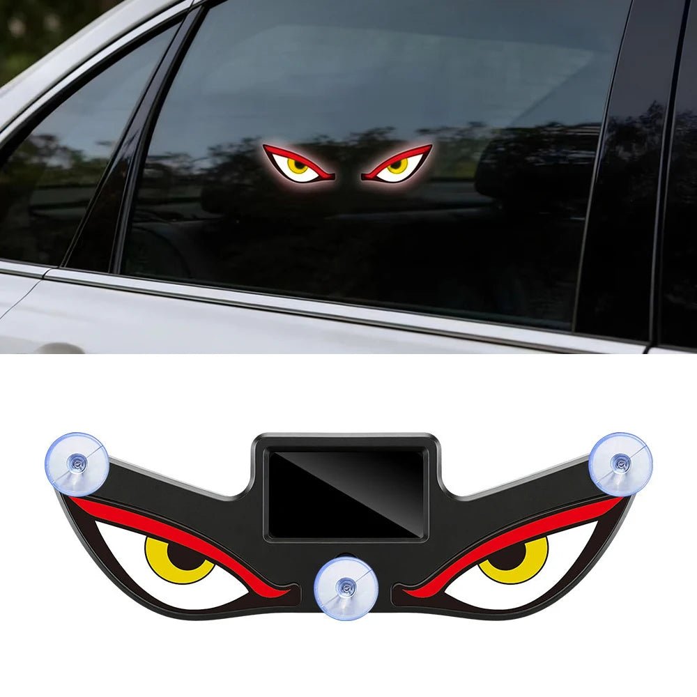 Universal Car Rear Window Solar Devil Eye LED Warning Light Auto Anti-rear-end Safety Flash Mons - Automotive LED Light