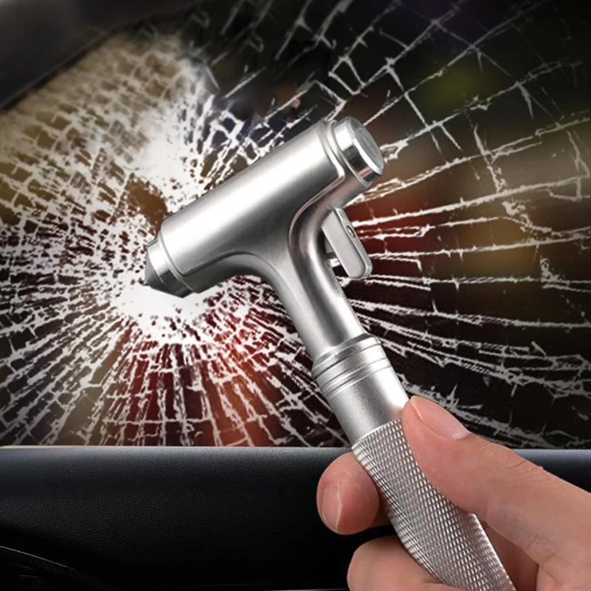 Car Safety Hammer Automotive Aluminum Alloy Window Glass Breaker with Seatbelt Cutter for Vehicl - Automotive LED Light