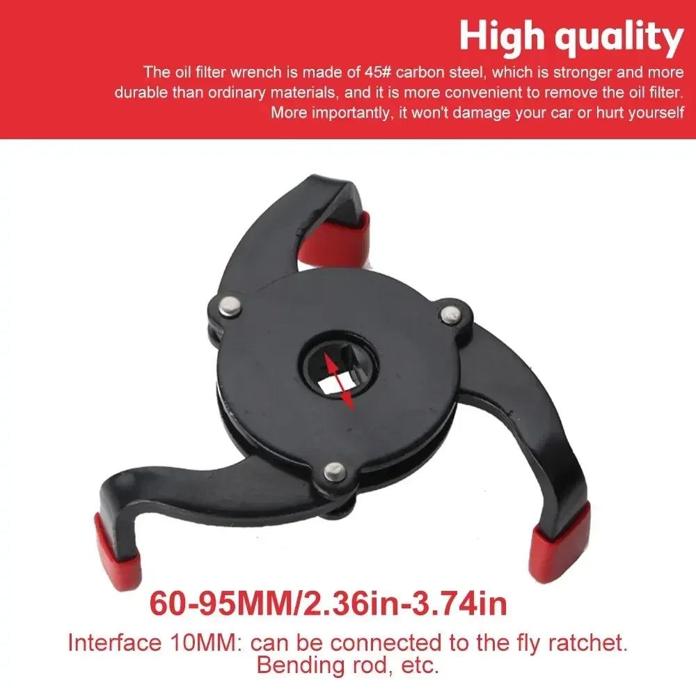 Universal 3 Jaw High Quality Oil Filter Remover Tool Cars Oil Filter Removal Tool Interface Spec - Automotive LED Light