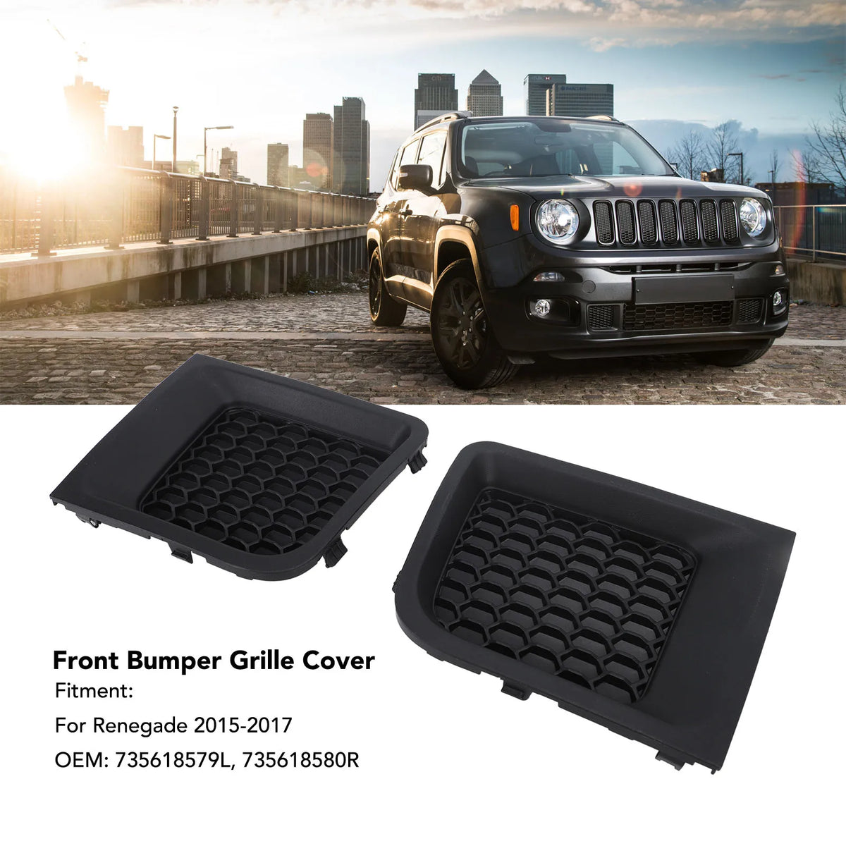 Front Bumper Grille Cover Front Bumper Grille Cover 735618579L Left And Right Lower Cover Insert - Automotive LED Light