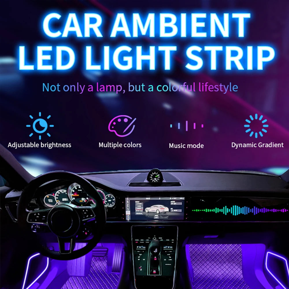 Music Rhythm Neon LED Car Foot Light RGB 72 LED APP Control Interior Decorative Lamp - Automotive LED Light