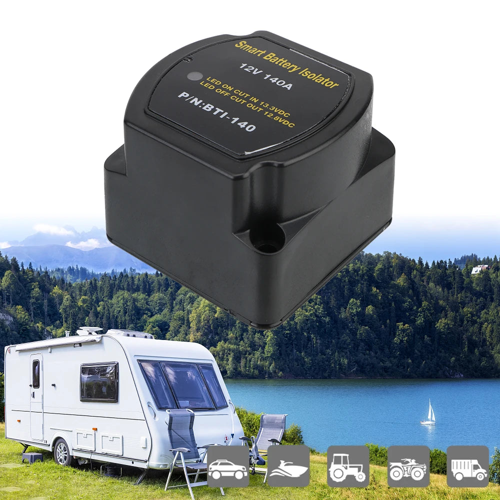 12V RV Battery Isolator Intelligent 140A Relay VSR Voltage Sensitive Splitter Charger Connector - Automotive LED Light