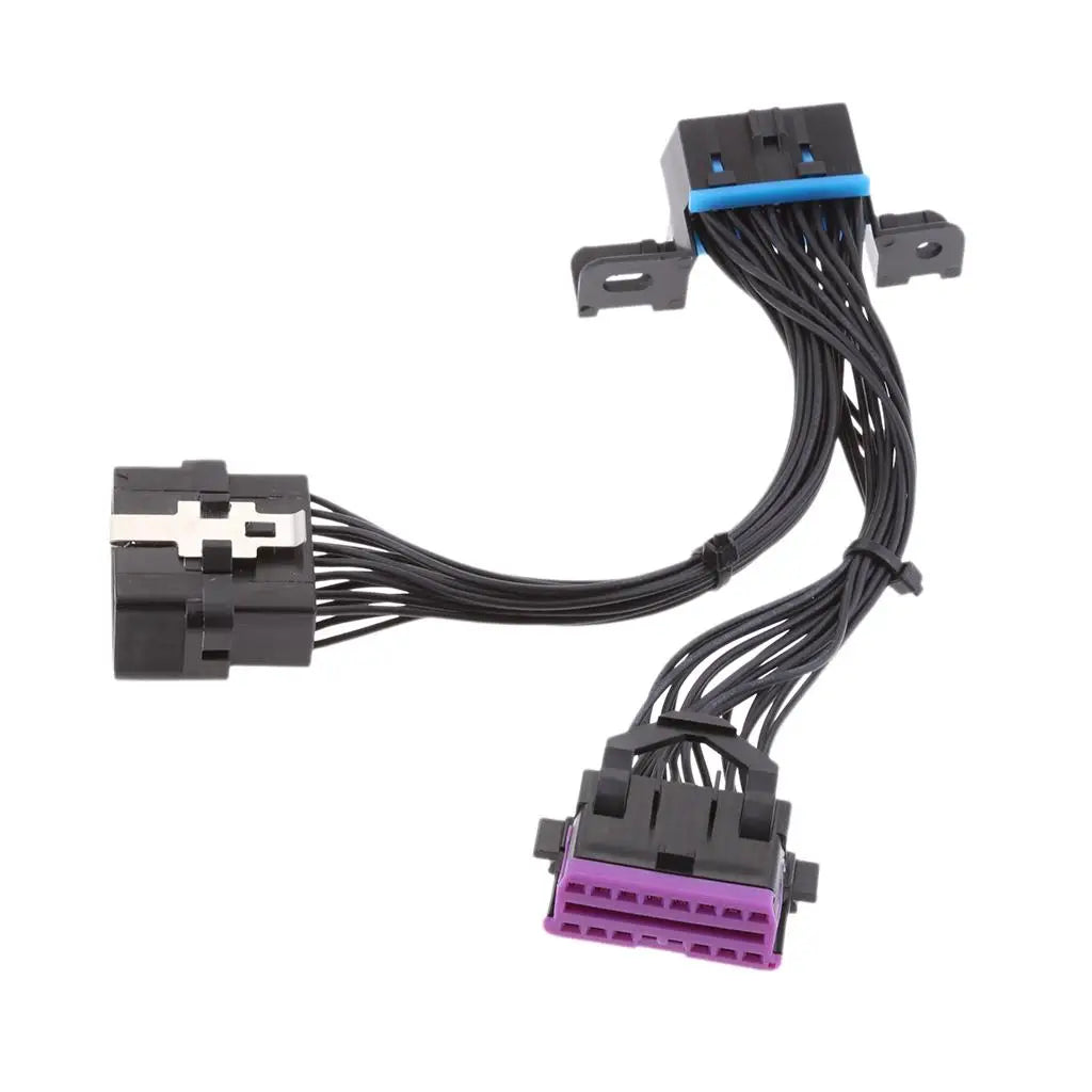 OBD2 Extension Cable Male to Dual Female OBDII Splitter Black Rubber Diagnostic Connector for Ve - Automotive LED Light