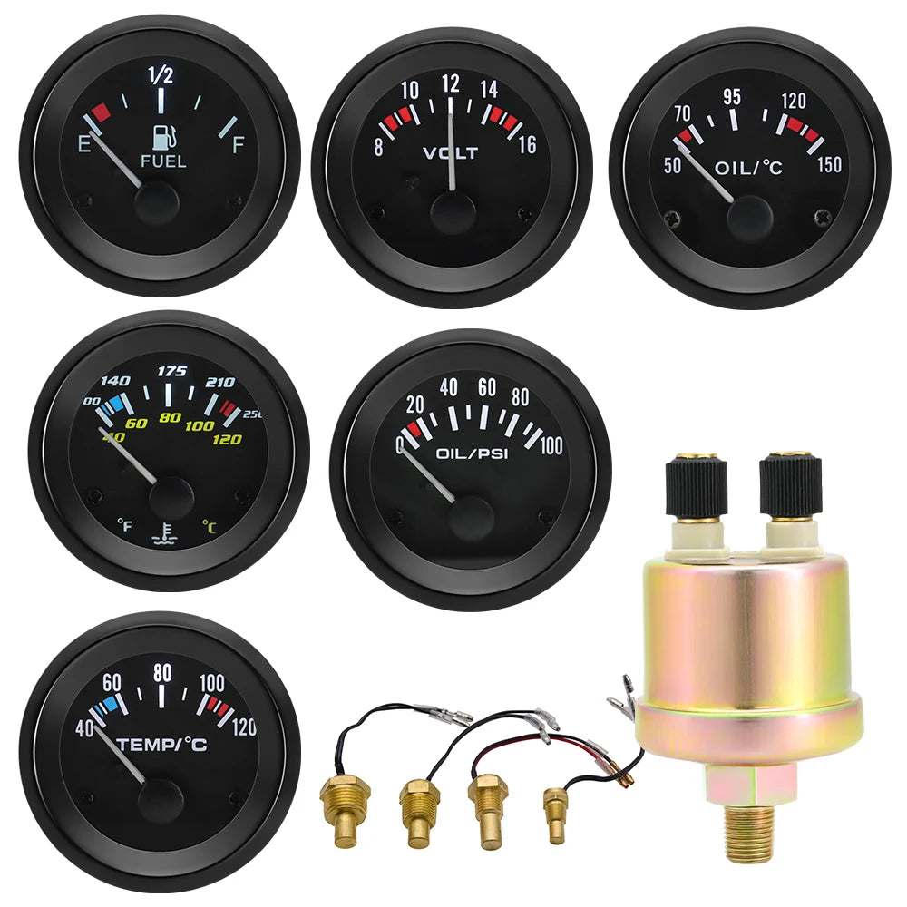 Auto Temperature Meter with Sensor 1/8 NPT 52mm LED Digital Oil /Water Temp Indicator PSI Oil Pr - Automotive LED Light