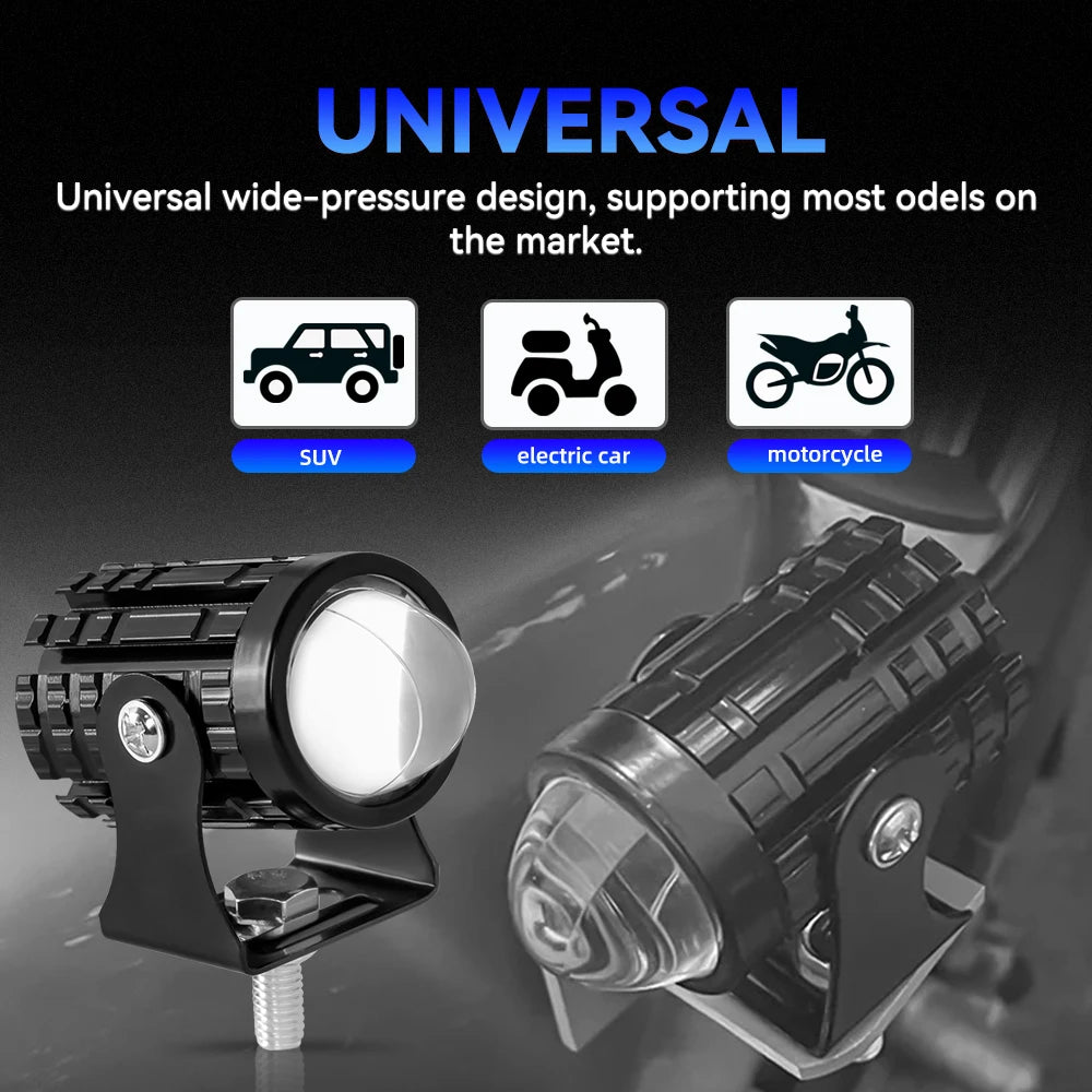 Motorcycle Led Spotlight Mini Driving Light 12V Hi/Lo Dual Color Motorcycle Headlight ATV Scoote - LED Motorcycle Light