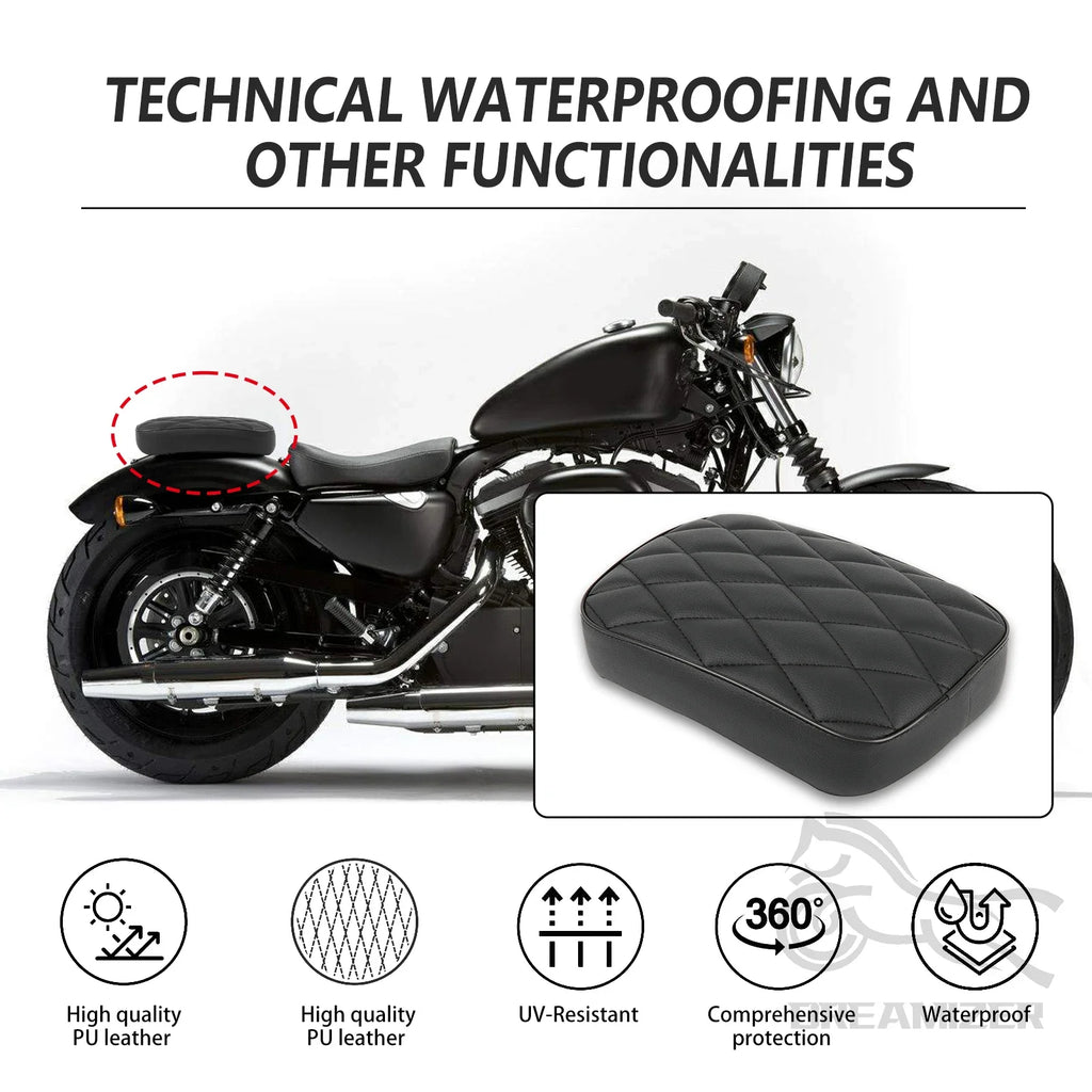 Universal New Motorcycle Black Suction Cup Rear Pillion Passenger Pad Seat For Harley 883 1200 4 - Automotive LED Light