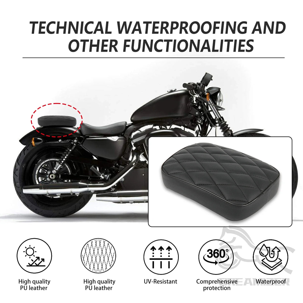 Universal New Motorcycle Black Suction Cup Rear Pillion Passenger Pad Seat For Harley 883 1200 4 - Automotive LED Light