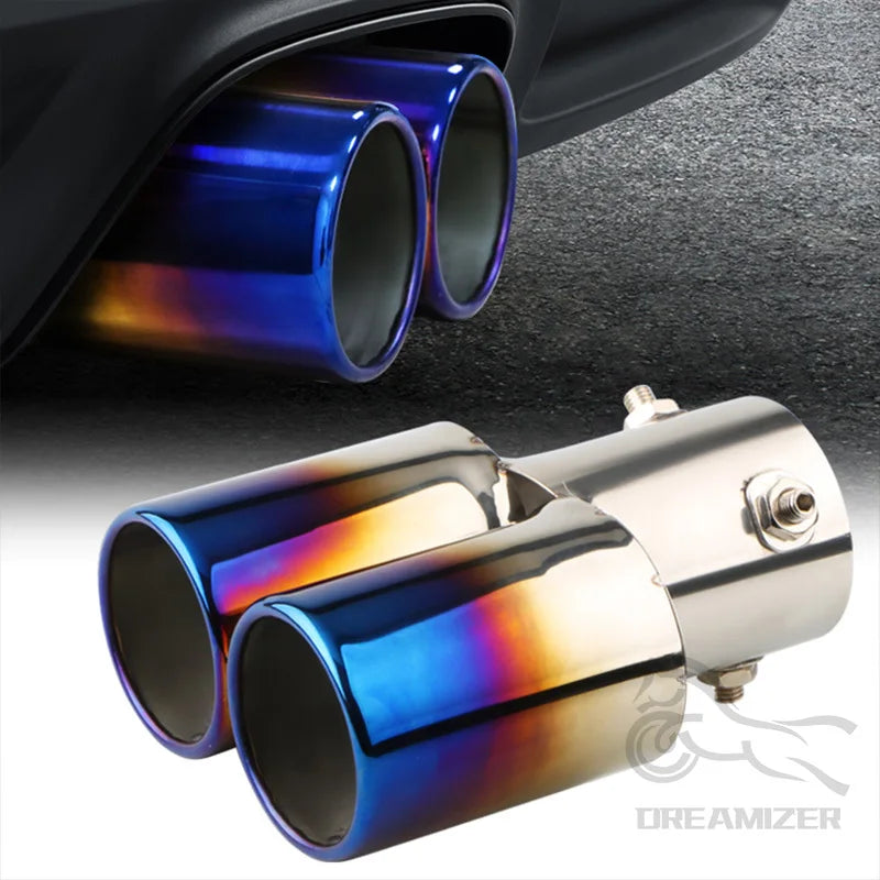 Car Styling Universal Car Decoration Chrome Tail Pipe Car Exhaust Trim Muffler Pipe Tail Stainle - Automotive LED Light