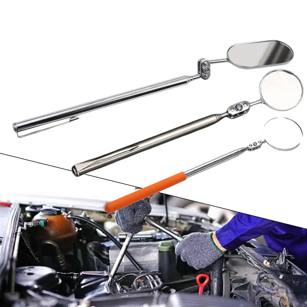 Telescoping Inspection Mirror Extendable for Extra Checking Observing tools Vehicle Small Detail - Automotive LED Light