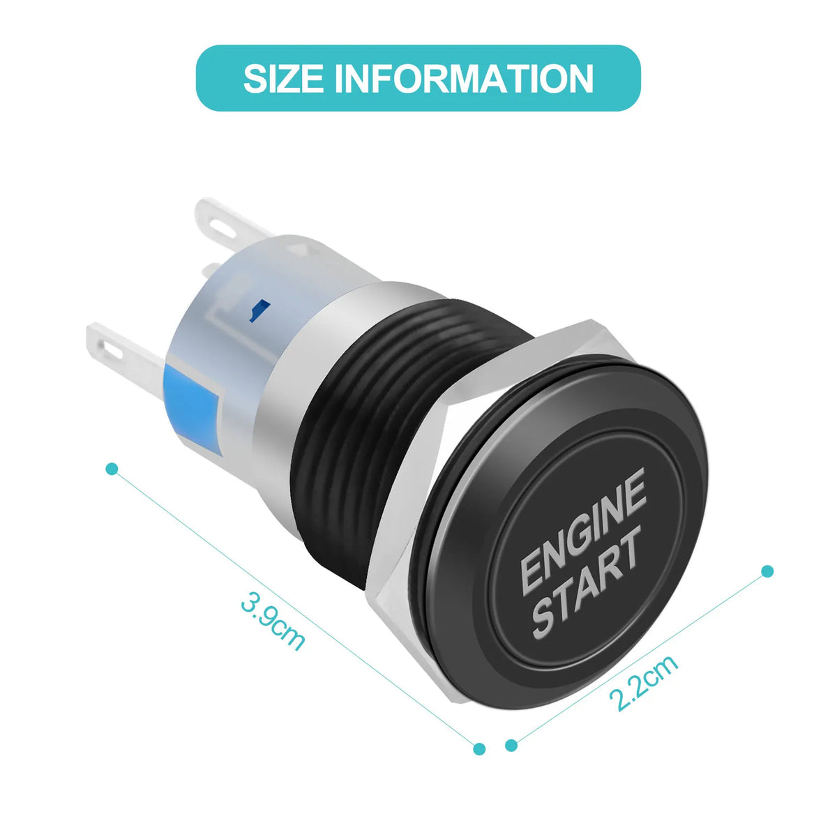 12V Waterproof Car Engine Start Push Button Switch Ignition Starter Silver Stainless Steel/Black - Automotive LED Light