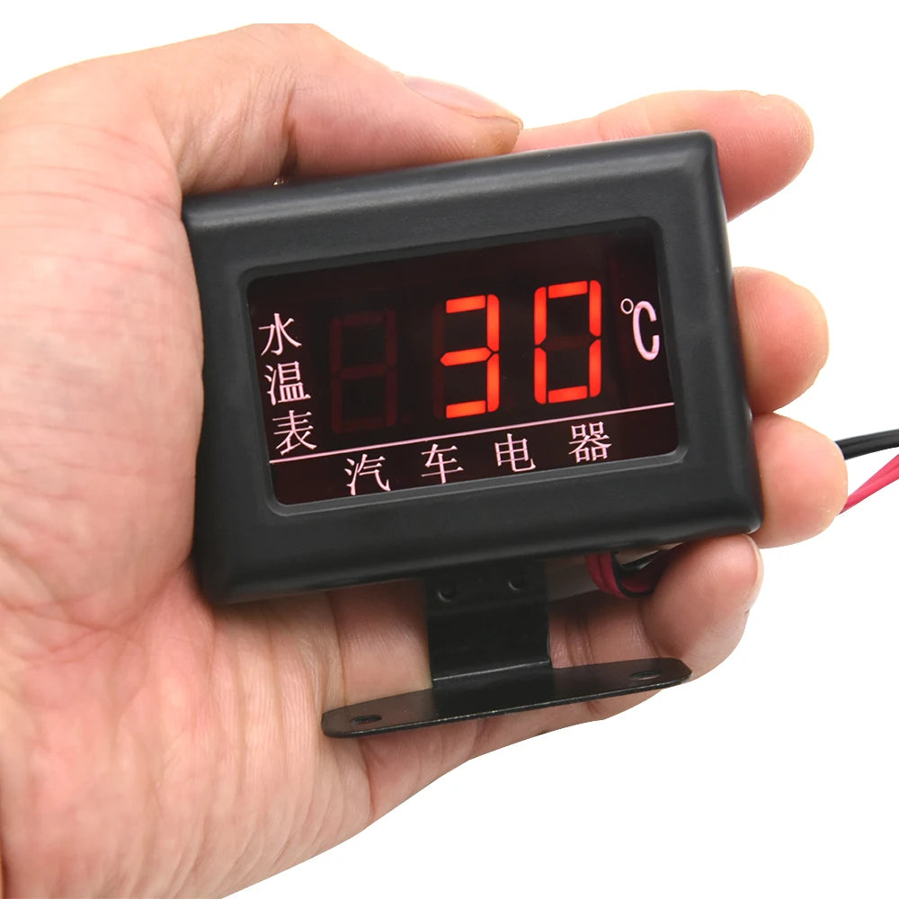Universal 0～120 Celsius Water Temperature Gauge with Sensor Fit for 12V~24V Car Boat Marine Digi - Automotive LED Light