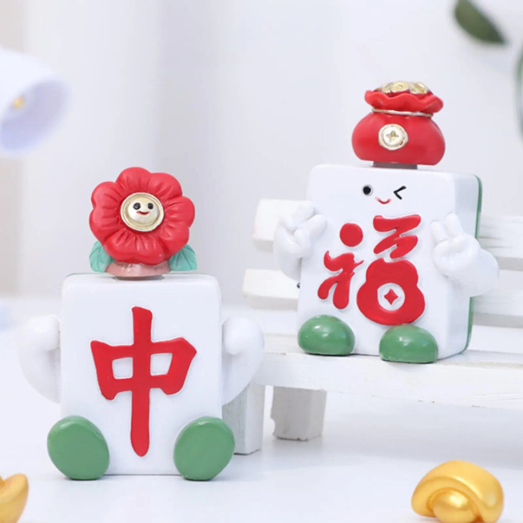 Rotating Mahjong Ornament Creative Gift Fortunate Character Bobblehead - Automotive LED Light