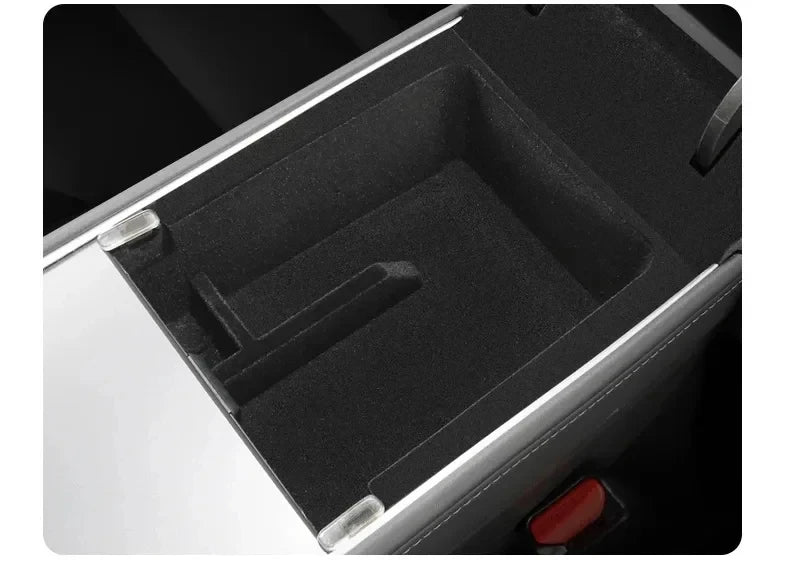 Center Console Organizer for Tesla Model Y 2023 2024 Rear Trunk Side Storage Box Bins Flocking A - Automotive LED Light