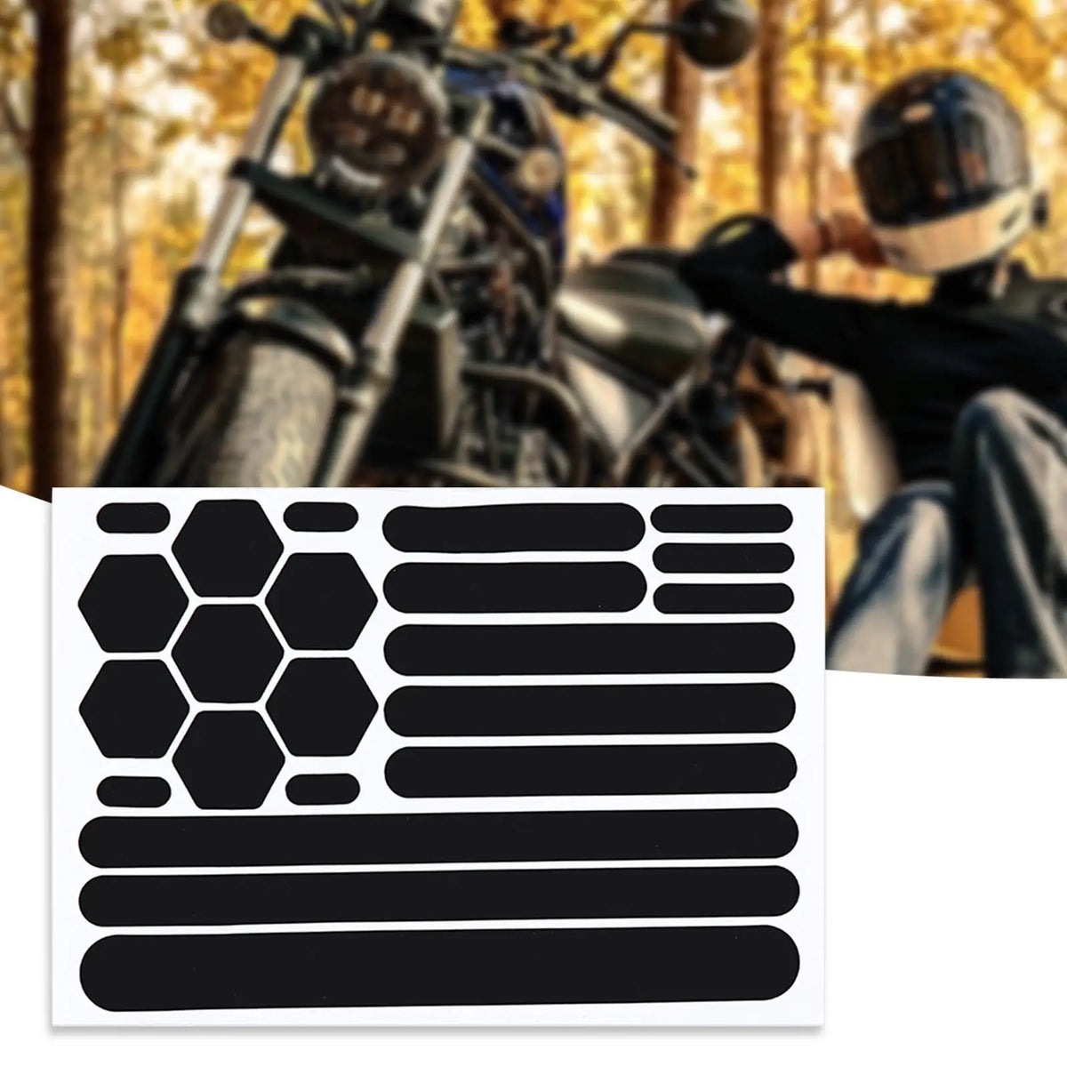 1/2PCS Motorcycle Reflective Black Stickers waterproof Motorcycle Sticker Reflective Tape Decals - Automotive LED Light