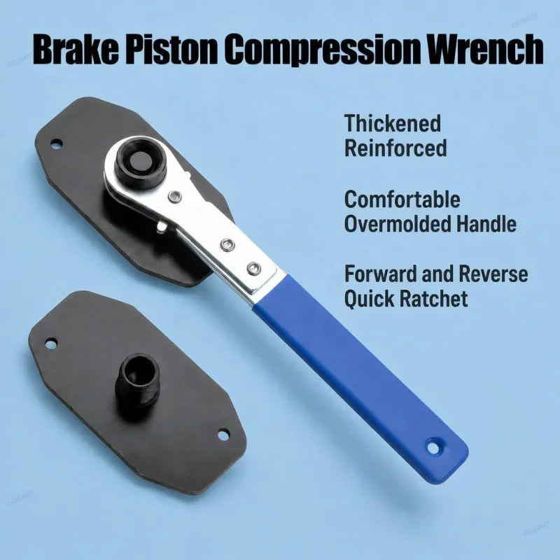 Steel Ratchet Brake Piston Caliper Press Tool 360° Rotating Disc Brake Pad Spreader for Single D - Automotive LED Light
