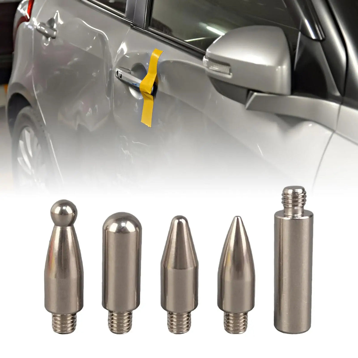 5 Pieces Cars Denting Hook Tips M8 Universal Dent Repair Pen Heads for Motorcycles Metal Plate W - Automotive LED Light