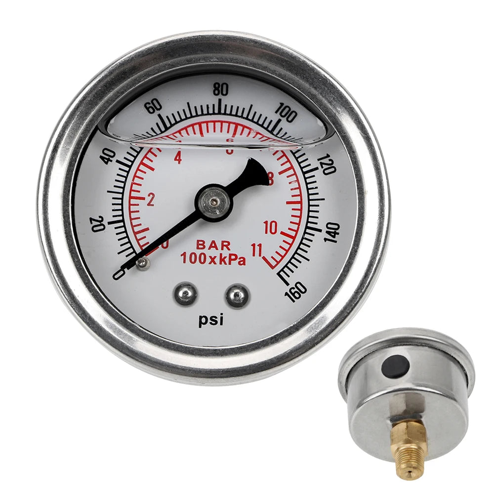 Oil Press Gauge Liquid Tester Monitoring System Liquid 0-160 psi 1/8 NPT Fuel Pressure Gauge Met - Automotive LED Light