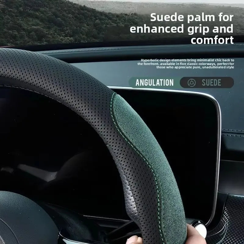 Anti Slip Durable Leather Car Steering Wheel Cover Soft Breathable Lining Universal Interior Pro - Automotive LED Light