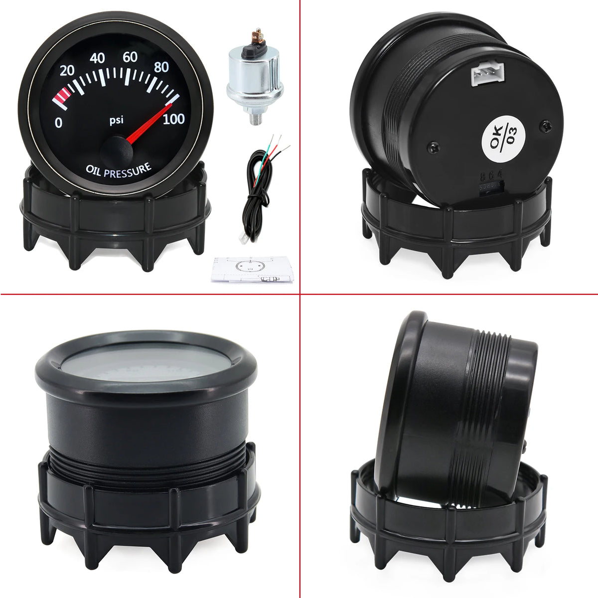 AD 52mm Boost Gauge Water Temp Oil Temp Pressure Turbo Pressure Gauges Voltmeter Air Fuel Ratio  - Automotive LED Light