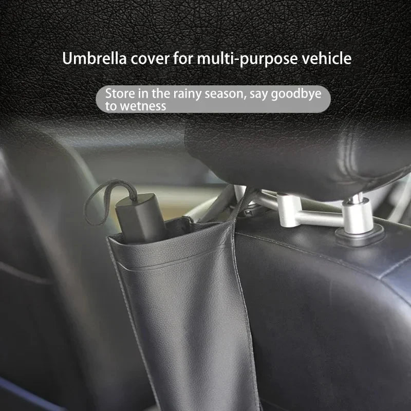 Car Umbrella Storage Bag Holder Synthetic Leather waterproof Car Seat Back Auto Tidying Accessor - Automotive LED Light