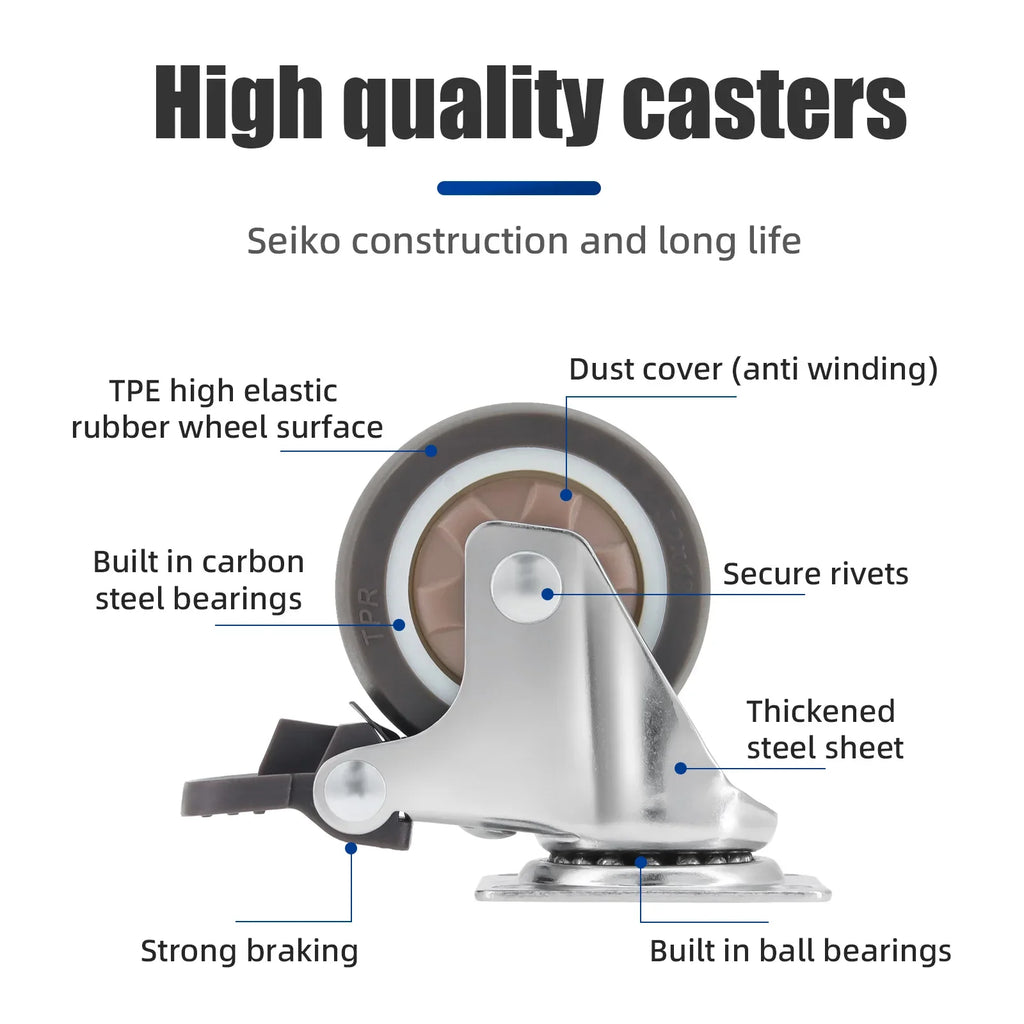4pcs Heavy Duty Furniture Caster Rubber Universal Wheels Swivel Caster Roller Wheel For Platform - Automotive LED Light