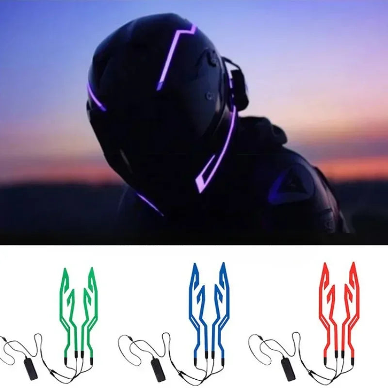 Motorcycle Helmet Light 4 in 1 EL Light 3 Mode Led Helmet Light Night Riding Signal Helmet Strip - Automotive LED Light