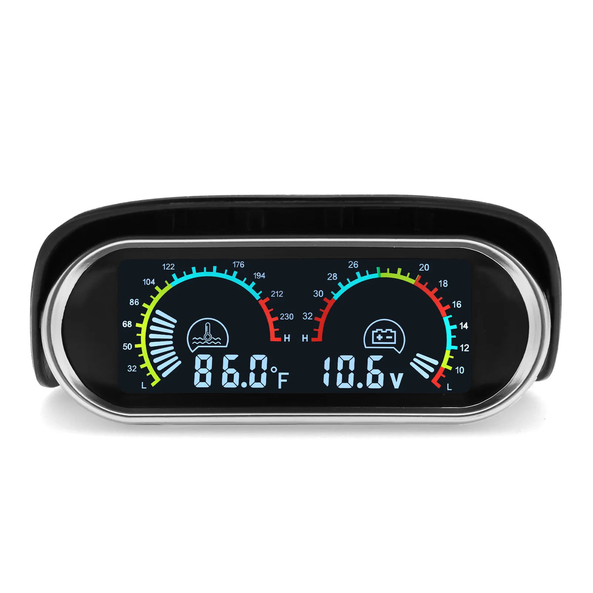 12v 24v Car Water Temp Temperature Gauge 2in 1 Digital Water Temp Gauge +Voltmeter Voltage Meter - Automotive LED Light