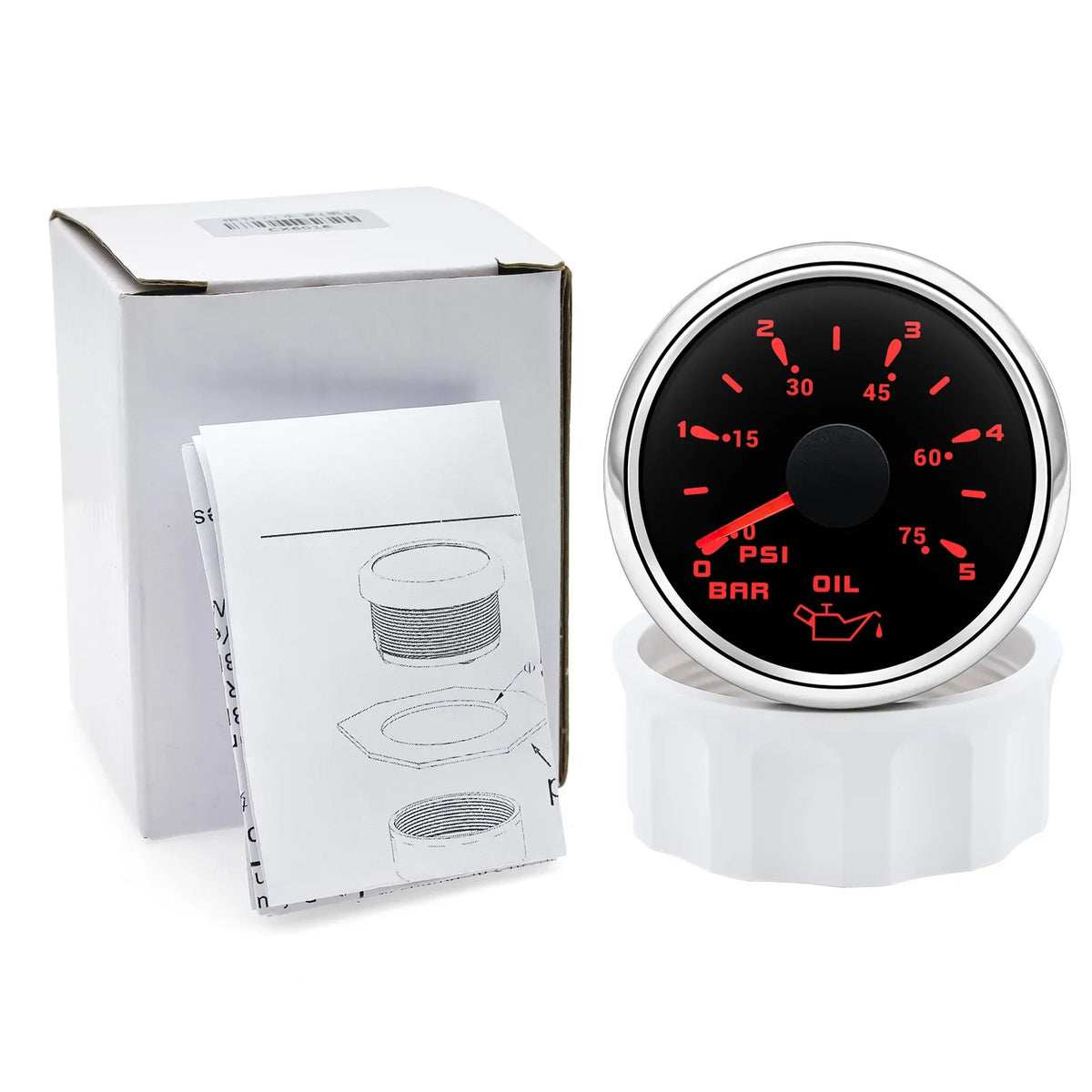 Marine Car Boat 52mm Oil Pressure Gauge+Sensor 0-5Bar 0-10Bar 7 Color Backlight Oil Press Meter  - Automotive LED Light