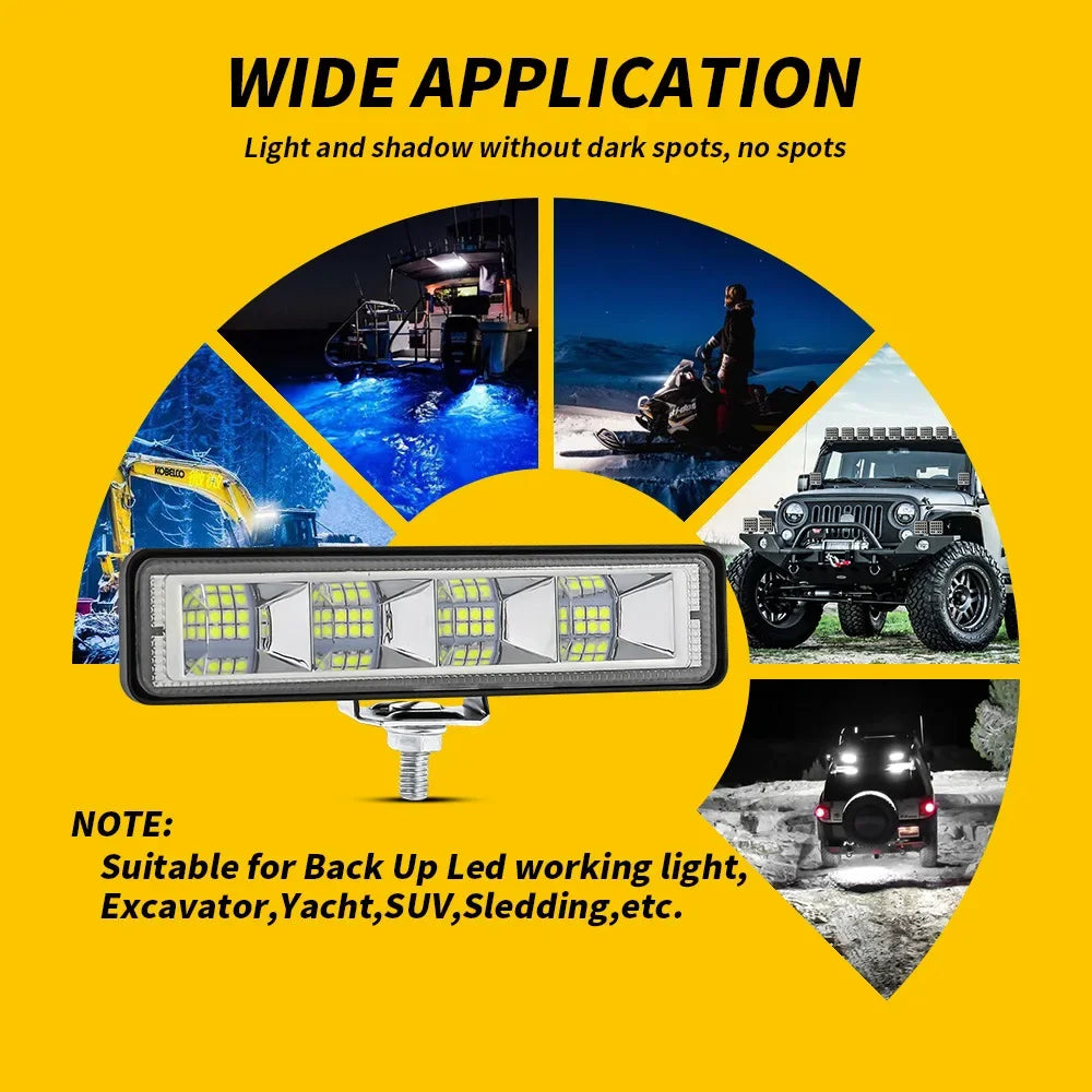 2Pcs 72W Car Work Light LED Bar 4x4 24 LED Worklight Bar Offroad SUV ATV Tractor Boat Trucks Exc - LED Motorcycle Light