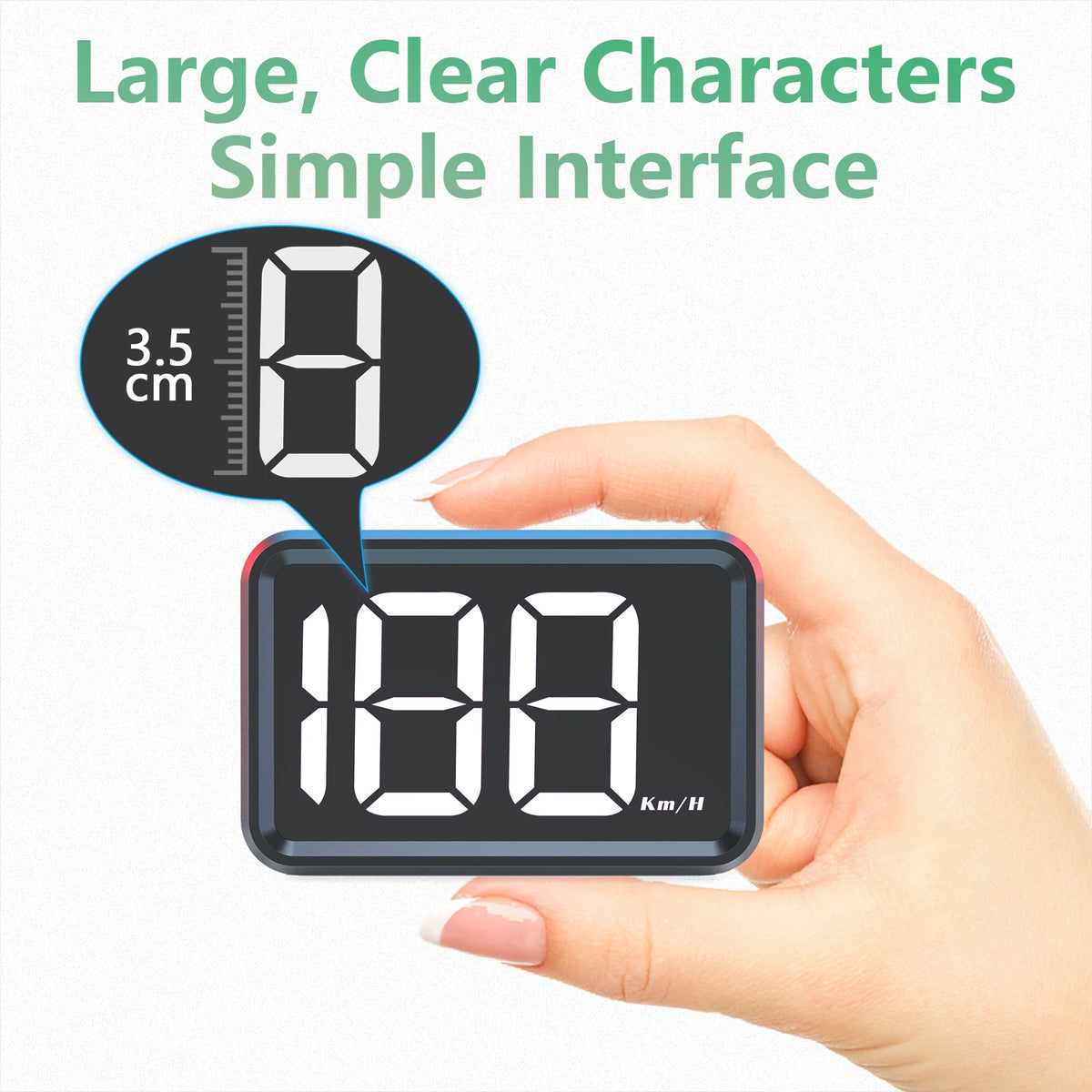 2inch X1 HUD Big Font Car Head Up Display Speedometer GPS HUD Gauge KMH Meter USB Plug White Gre - Automotive LED Light
