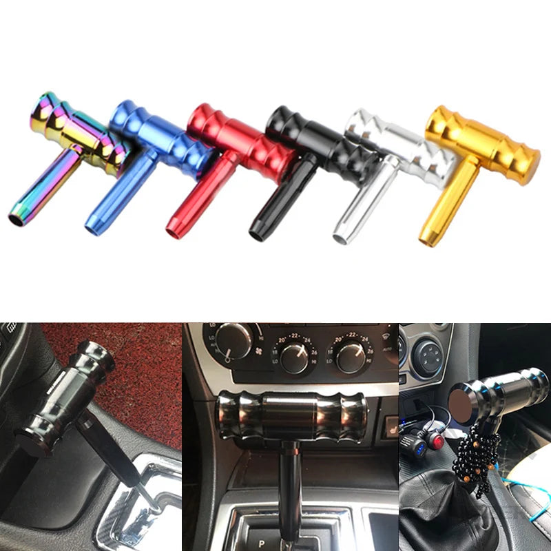 Universal 114mm Car Auto T Shape Aircraft Joystick Gear Shift Knob Aluminum Alloy Gear Shift Gea - Automotive LED Light