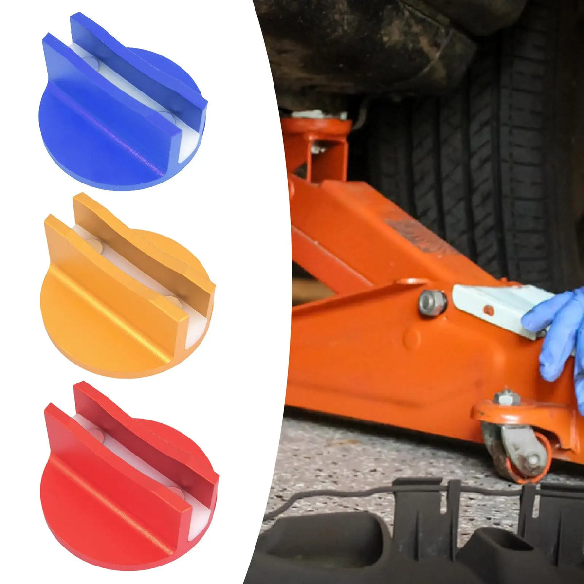 Grooved Magnetic Jack Pad Trucks Oil Change Aluminum Alloy for Most Cars Pinch Weld Frame Rail A - Automotive LED Light