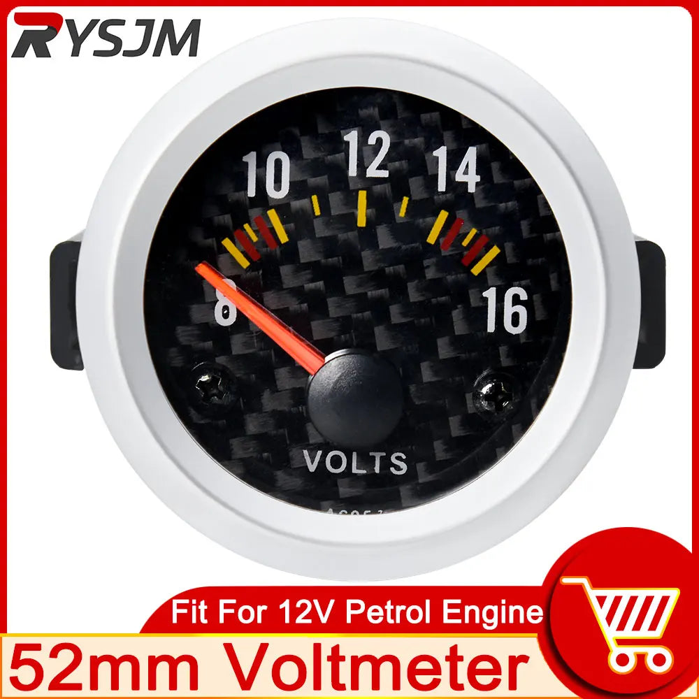 AD 52mm Voltmeter Gauge VOLT Meter 12V Auto Instrument Voltage Meters 8~16V Meter Painel Univers - Automotive LED Light