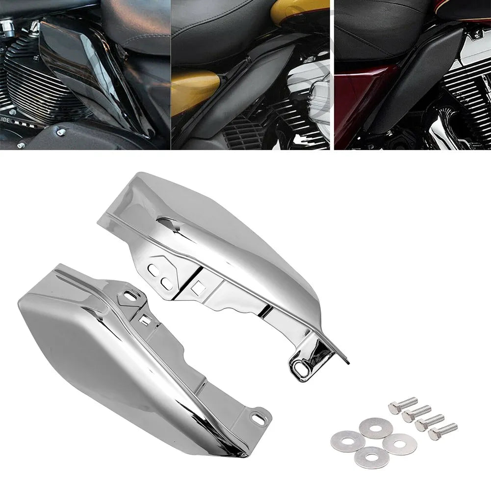 Chrome Mid‑Frame Air Deflector Heat Shield Trim For Harley Touring CVO Electra Road Street Glide - Automotive LED Light