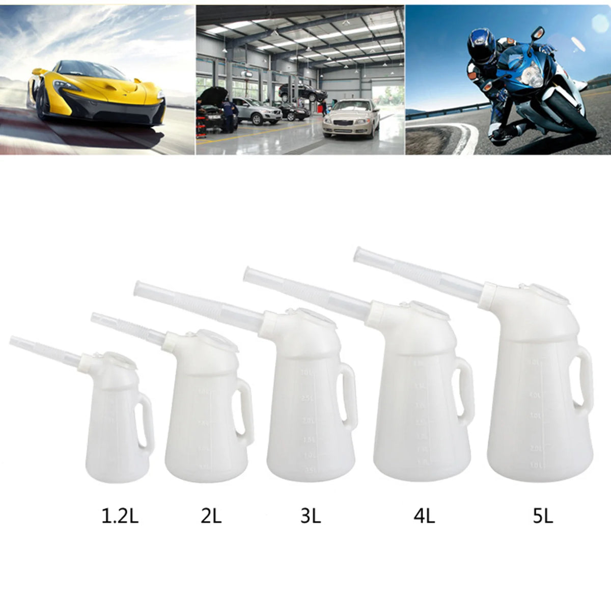 Oil Jug with Spout Oil Dispensing Bottles Measuring Container Jug Tools Leakageproof Engine Oil  - Automotive LED Light