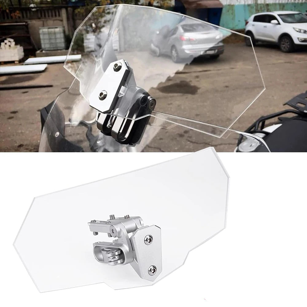 Universal Motorcycle Clear Adjustable Windscreen Wind Deflector Windshield For Kawasaki BMW Duca - Automotive LED Light