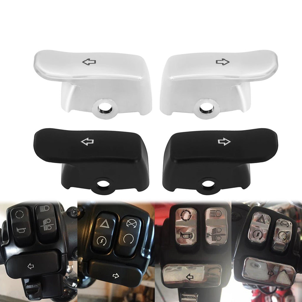 Motorcycle Turn Signal Extension Cap Switch Button Extended Cover Black/Chrome For Harley Softai - LED Motorcycle Light
