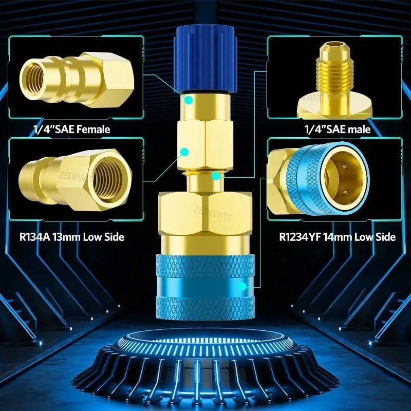 14mm Female X 1/4" SAE Male Durable R1234YF Low Side Quick Connector For Car Air Conditioning Co - Automotive LED Light