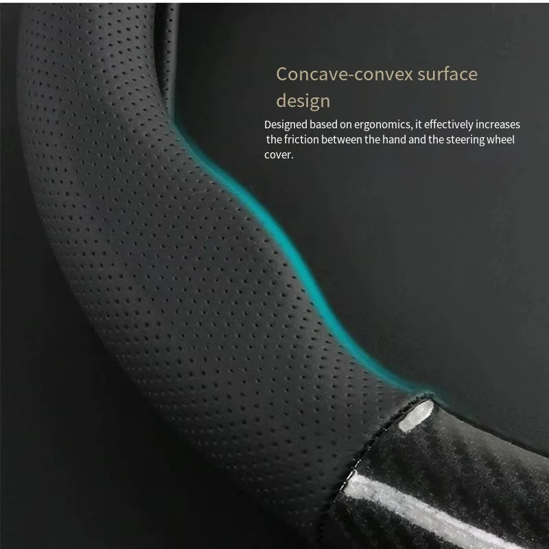 Carbon fiber car steering wheel cover, breathable and sporty, all season universal anti slip and - Automotive LED Light