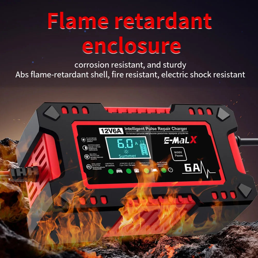 Car Battery Charger 12V 6A Digital Intelligent Pulse Repair Display Overvoltage Protection House - Automotive LED Light