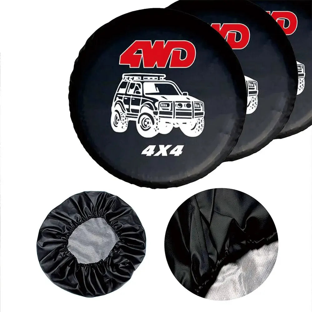 AD Car Tire Cover 14" - 17" Inch 4WD 4x4 PVC Leather Spare Wheel Tire Cover Case Bag Pouch Prote - Automotive LED Light