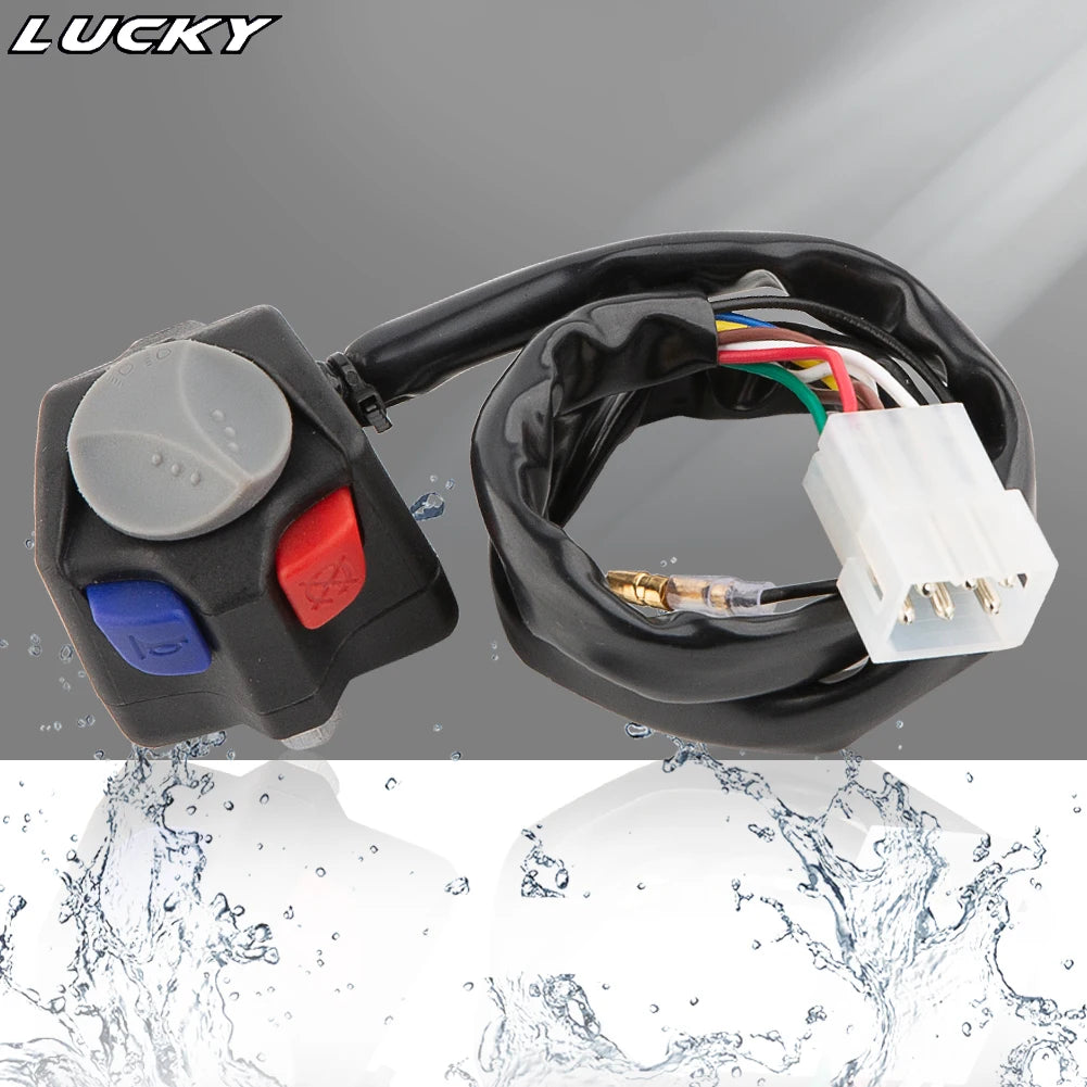 Motorcycle Three Function Switch Waterproof Headlight Turn Light Horn ON/OFF Flameout Starter St - LED Motorcycle Light