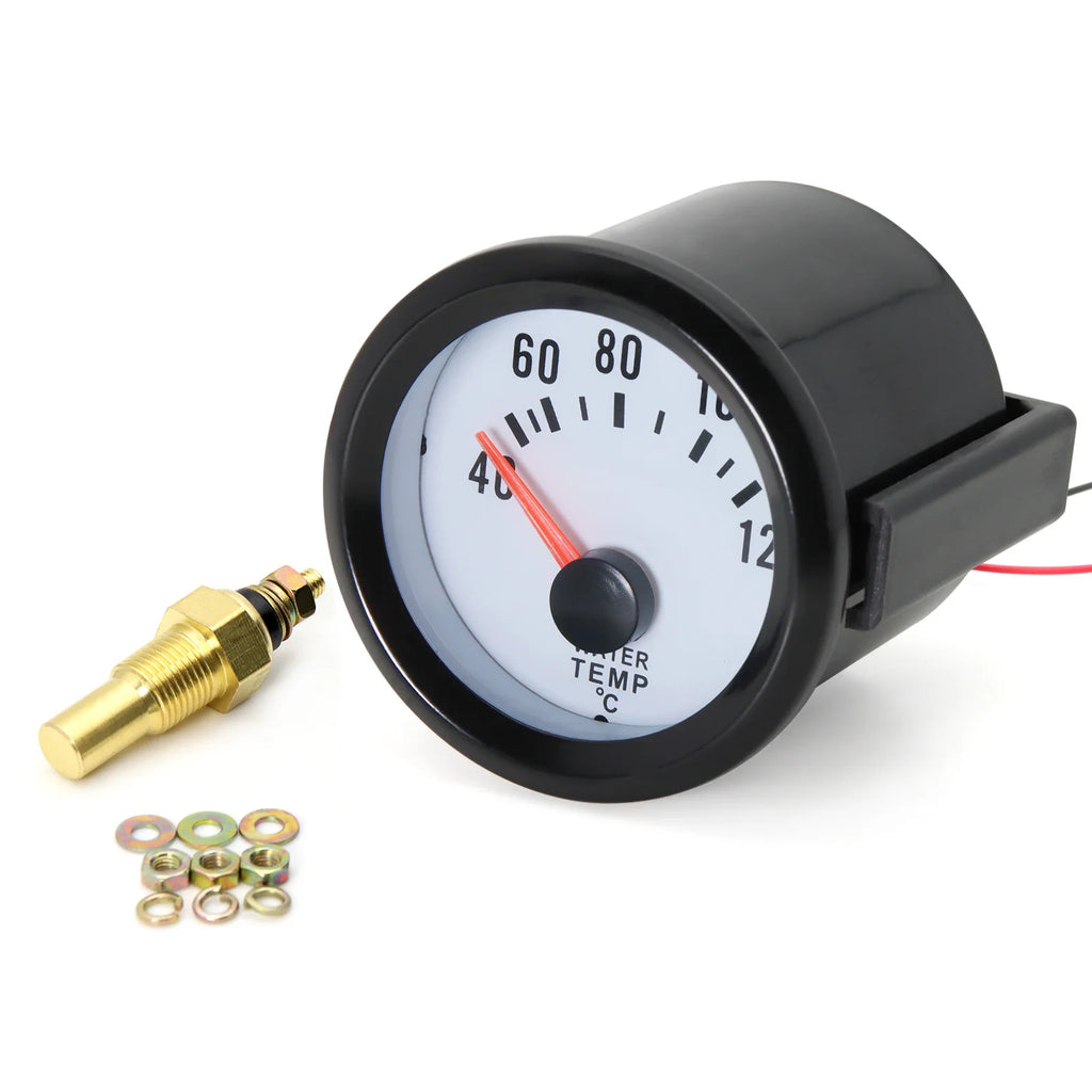 AD Black Shell White Backlight Car Water Temperature Gauge 52mm Temp Meter 40-120 Celsius With W - Automotive LED Light