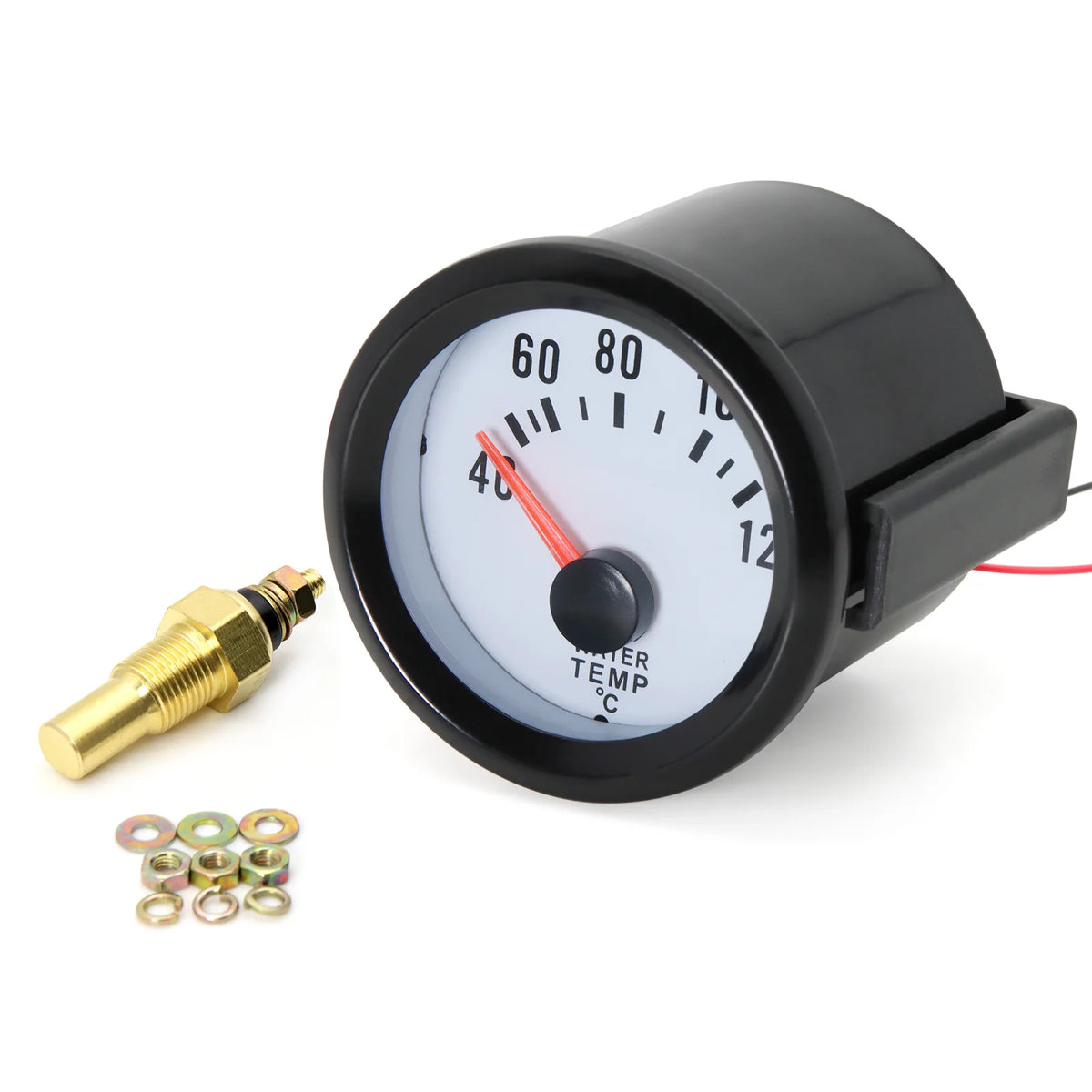 AD Black Shell White Backlight Car Water Temperature Gauge 52mm Temp Meter 40-120 Celsius With W - Automotive LED Light