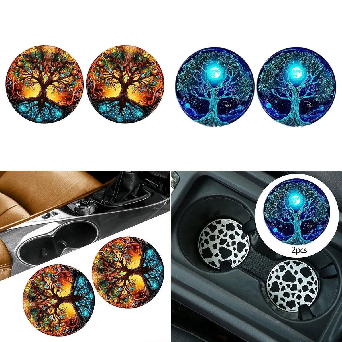 2 Pieces Generic Car Coasters for Cup Holders Simple to Install Modern Easy to Clean Anti Slip M - Automotive LED Light