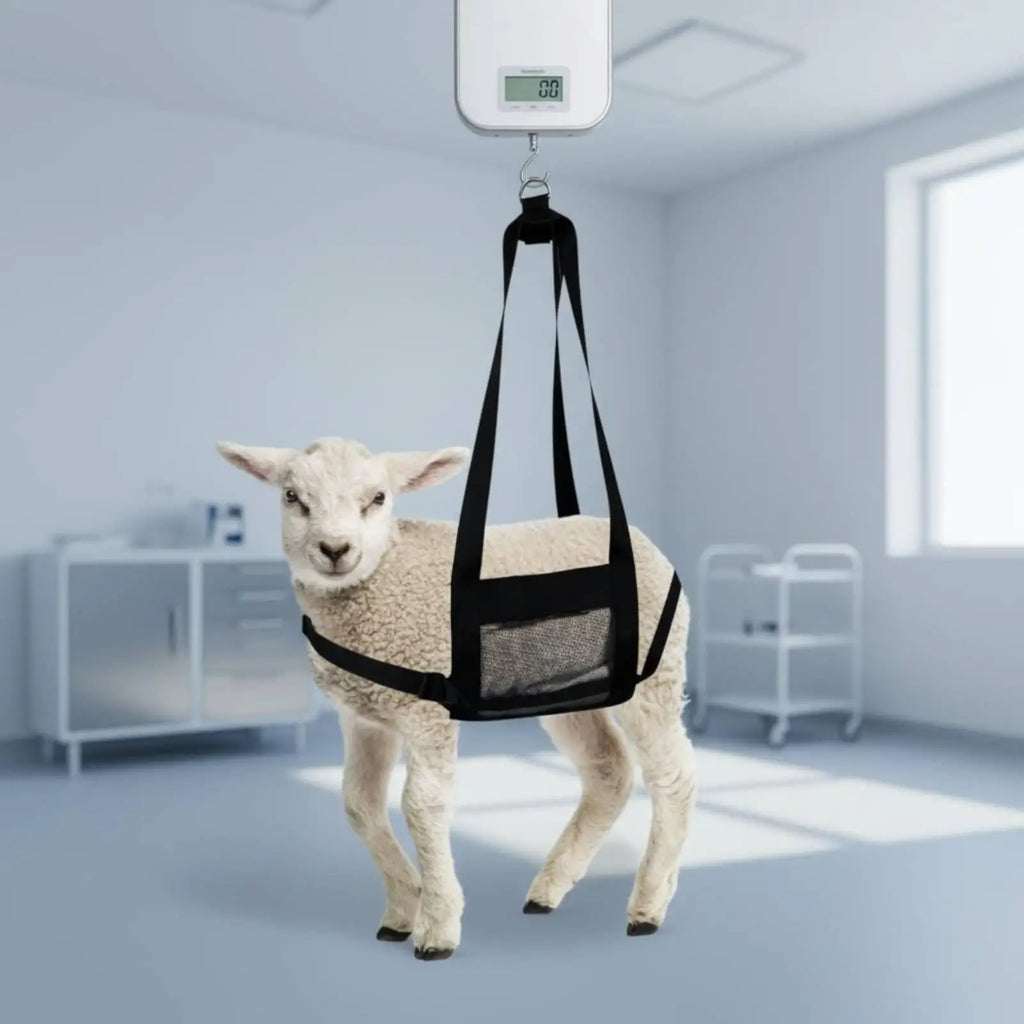 Livestock Weighing Sling Adjustable Fit Mesh Animal Harness for Baby Sheep Calf Piglet Farm Care - Automotive LED Light