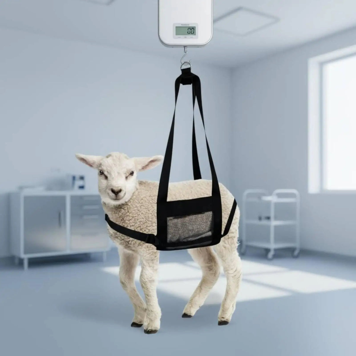 Livestock Weighing Sling Adjustable Fit Mesh Animal Harness for Baby Sheep Calf Piglet Farm Care - Automotive LED Light