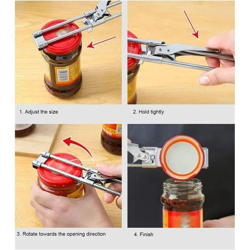 Adjustable Multi-Function Bottle Opener Stainless Steel Lids Off Jar Opener Labor-Saving Screw C - Automotive LED Light
