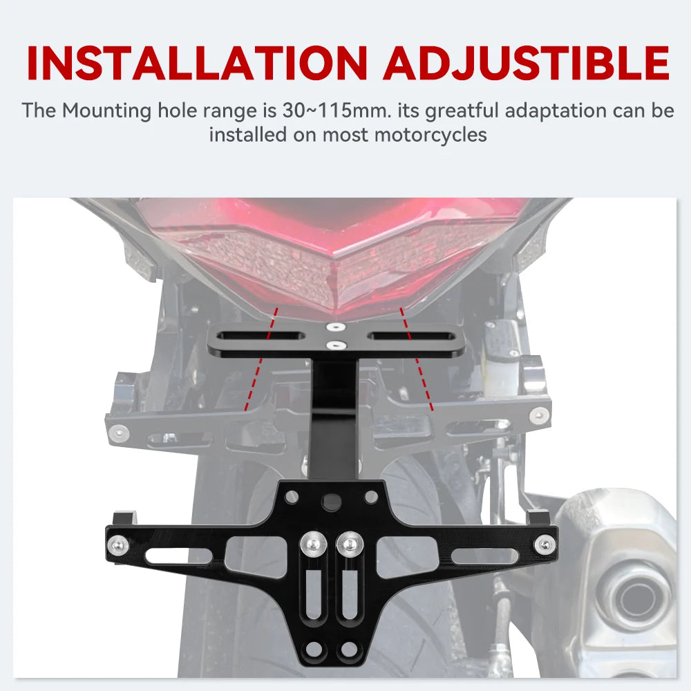 Motorcycle License Plate Holder Number Plate Holder With LED Lights For Yamaha Kawasaki Honda BM - LED Motorcycle Light
