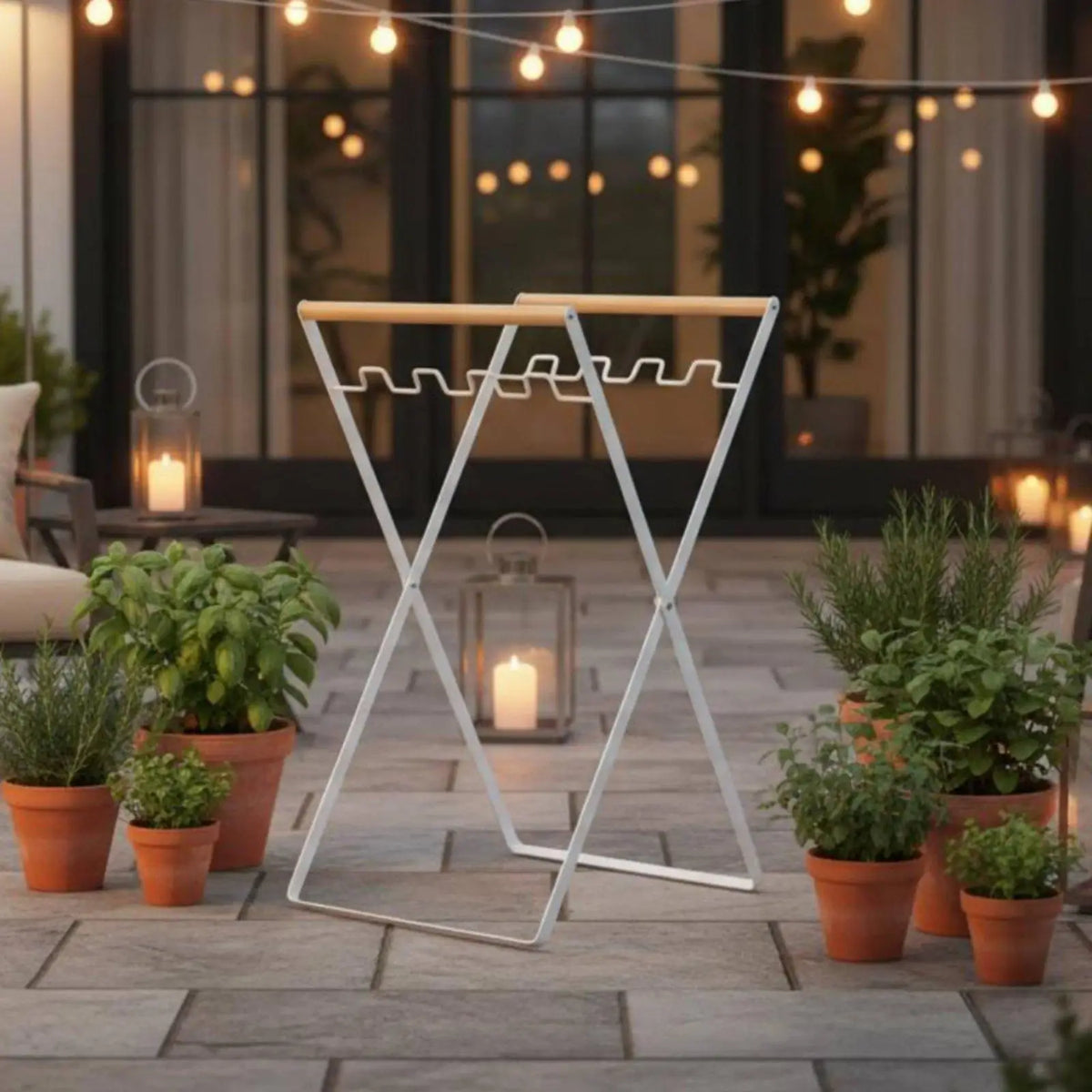 Outdoor Trash Rack Heavy-duty Foldable Rubbish Bin Holder Wooden Handle Iron Frame for Garden Re - Automotive LED Light